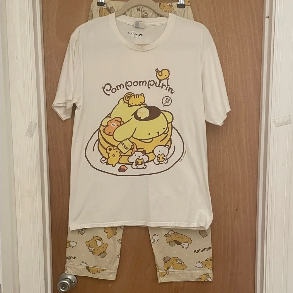 Sanrio Cream and Brown Pompompurin Pajama Set - Picture 1 of 9